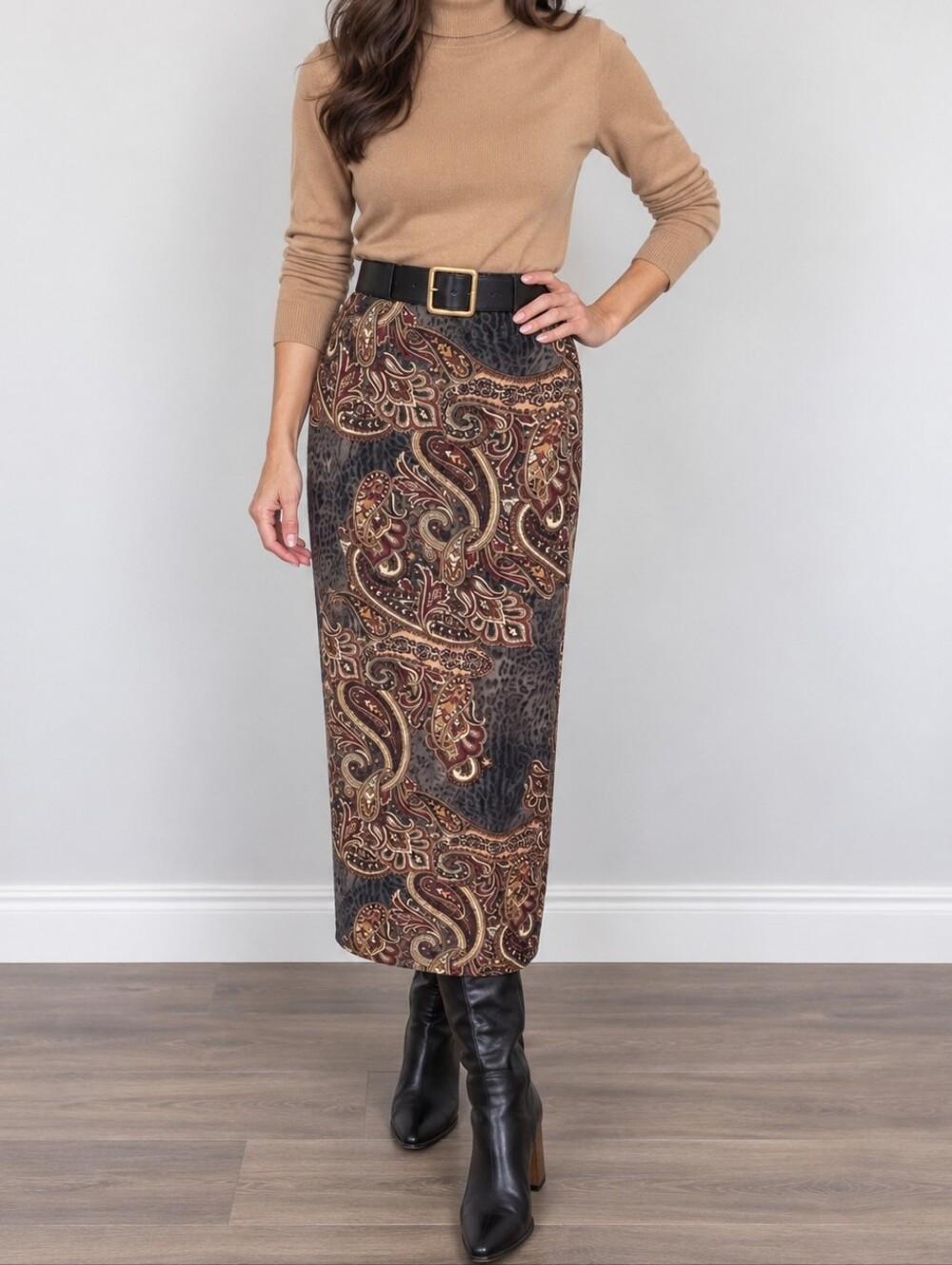 Vintage Monté Made in Canada Paisley Rayon Maxi Wrap Skirt Size 12